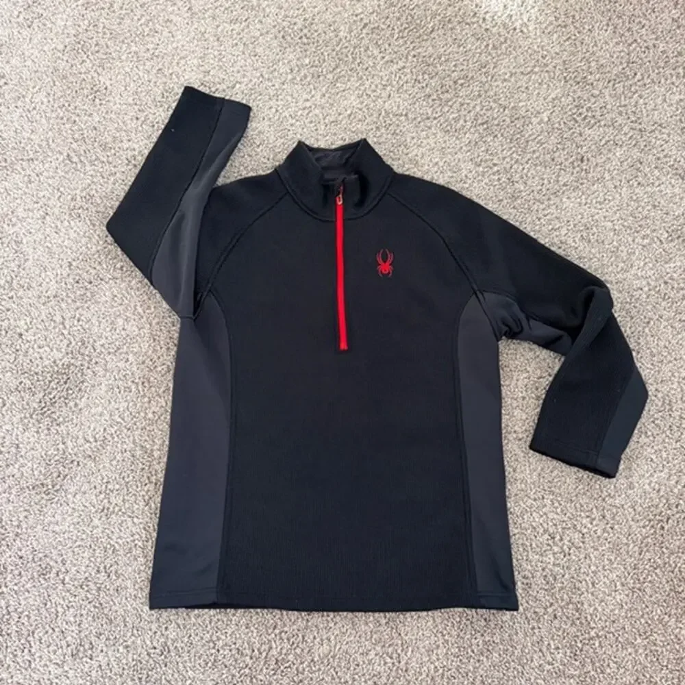 Spyder‎ Boundless 1/4 Zip Black Pullover with Red Logo Athletic Men's Medium